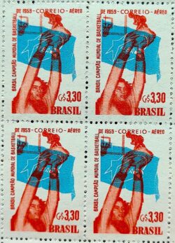 A 87 Selo Brasil Campeao Mundial de Basquete 1959 Quadra