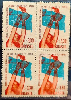 A 87 Selo Brasil Campeao Mundial de Basquete 1959 Quadra 3