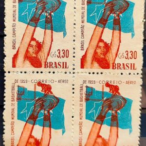 A 87 Selo Brasil Campeao Mundial de Basquete 1959 Quadra 3