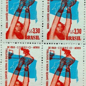 A 87 Selo Brasil Campeao Mundial de Basquete 1959 Quadra