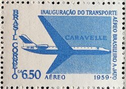 A 89 Selo Aereo Transporte Aereo Brasileiro a Jato Aviao Caravelle 1959