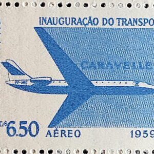 A 89 Selo Aereo Transporte Aereo Brasileiro a Jato Aviao Caravelle 1959