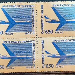 A 89 Selo Aereo Transporte Aereo Brasileiro a Jato Aviao Caravelle 1959 Quadra 1