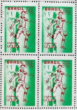 C 430 Selo Brasil Campeao Mundial de Futebol Suecia 1959 Quadra