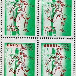 C 430 Selo Brasil Campeao Mundial de Futebol Suecia 1959 Quadra