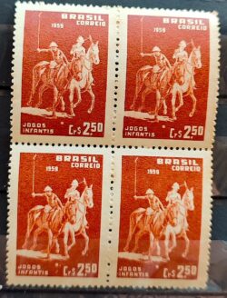 C 433 Selo Jogos Infantis Polo Cavalo Crianca Infantil 1959 Quadra 1