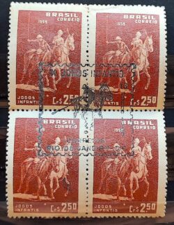 C 433 Selo Jogos Infantis Polo Cavalo Crianca Infantil 1959 Quadra CBC RJ