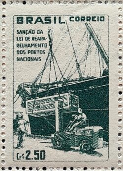 C 434 Selo Fundo Portuario Nacional Navio Empilhadeira Porto 1959 1