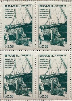 C 434 Selo Fundo Portuario Nacional Navio Empilhadeira Porto 1959 Quadra