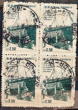 C 434 Selo Fundo Portuario Nacional Navio Empilhadeira Porto 1959 Quadra Circulado 2