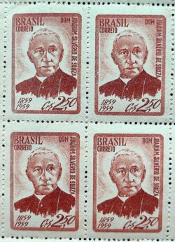 C 436 Selo Centenario Dom Joaquim Silverio de Souza Arcebispo de Diamantina Religiao 1959 Quadra