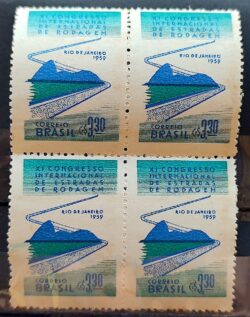 C 437 Selo Congresso de Estradas de Rodagem Rodovia Transporte 1959 Quadra 1