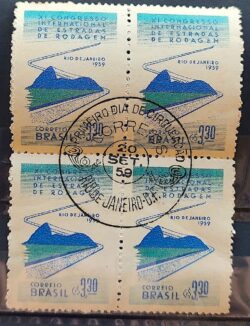 C 437 Selo Congresso de Estradas de Rodagem Rodovia Transporte 1959 Quadra CBC RJ 1