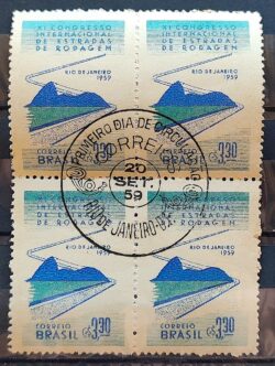 C 437 Selo Congresso de Estradas de Rodagem Rodovia Transporte 1959 Quadra CBC RJ 2