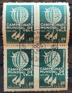 C 440 Selo Campeonato Mundial de Vela Classe Snipe Porto Alegre 1959 Quadra CBC RJ 1