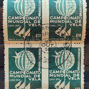 C 440 Selo Campeonato Mundial de Vela Classe Snipe Porto Alegre 1959 Quadra CBC RJ 1