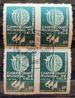 C 440 Selo Campeonato Mundial de Vela Classe Snipe Porto Alegre 1959 Quadra CBC RJ 2