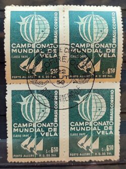 C 440 Selo Campeonato Mundial de Vela Classe Snipe Porto Alegre 1959 Quadra CBC RJ 3