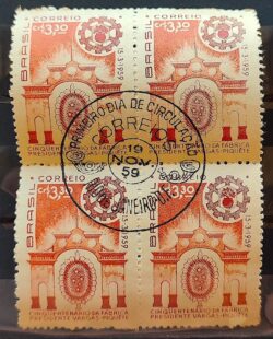 C 442 Selo Cinquentenario da Fabrica Getulio Vargas Piquete Exercito Militar 1959 Quadra CBC RJ 2