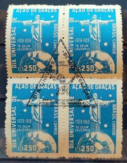 C 443 Selo Cinquentenario Dia de Acao de Gracas 1959 Quadra CBC RJ 2