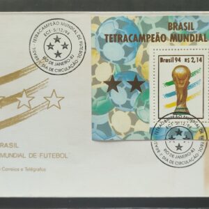 Envelope FDC 635 Tetracampeao Mundial de Futebol 1994 CBC RJ