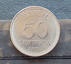 Moeda Brasil 1988 50 Centavos Cruzado