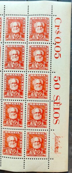 Selo Regular Cod RHM 490 Bisneta Almirante Tamandare Filigrana Q 1954 10 Unidades Vinheta