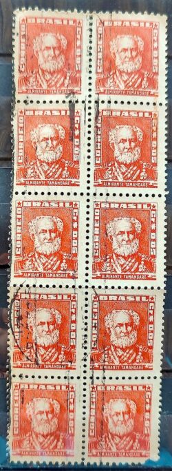 Selo Regular Cod RHM 490 Bisneta Almirante Tamandare Filigrana Q 1954 Circulado 10 Unidades 1