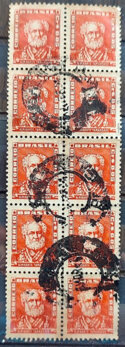 Selo Regular Cod RHM 490 Bisneta Almirante Tamandare Filigrana Q 1954 Circulado 10 Unidades 3