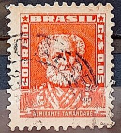 Selo Regular Cod RHM 490 Bisneta Almirante Tamandare Filigrana Q 1954 Circulado 4
