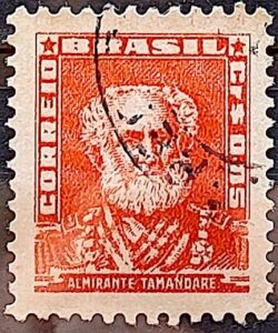 Selo Regular Cod RHM 490 Bisneta Almirante Tamandare Filigrana Q 1954 Circulado 6