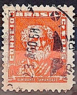 Selo Regular Cod RHM 490 Bisneta Almirante Tamandare Filigrana Q 1954 Circulado 7