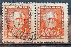 Selo Regular Cod RHM 490 Bisneta Almirante Tamandare Filigrana Q 1954 Dupla Circulado 3