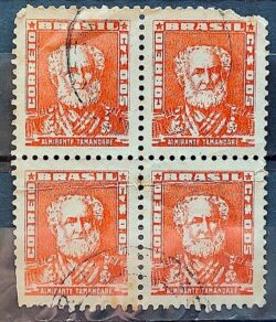 Selo Regular Cod RHM 490 Bisneta Almirante Tamandare Filigrana Q 1954 Quadra Circulado 2