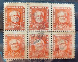 Selo Regular Cod RHM 490 Bisneta Almirante Tamandare Filigrana Q 1954 Sextilha Hor Circulado 1