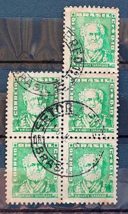 Selo Regular Cod RHM 491 Bisneta Almirante Tamandare Filigrana Q 1954 Circulado 5 Unidades 1