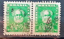 Selo Regular Cod RHM 491 Bisneta Almirante Tamandare Filigrana Q 1954 Dupla Circulado 1