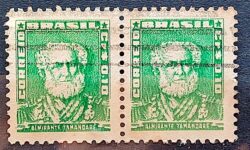 Selo Regular Cod RHM 491 Bisneta Almirante Tamandare Filigrana Q 1954 Dupla Circulado 2