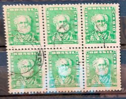 Selo Regular Cod RHM 491 Bisneta Almirante Tamandare Filigrana Q 1954 Sextilha Circulado 1