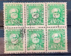 Selo Regular Cod RHM 491 Bisneta Almirante Tamandare Filigrana Q 1954 Sextilha Circulado 2