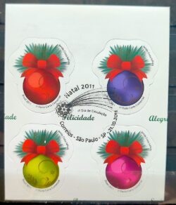 C 3139 Selo Bolas de Natal Religiao 2011 Quadra CBC SP