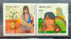 C 3226 Selo Mitos e Lendas Mandioca Guarana Cobra Indio Mulher 2012 Invertido