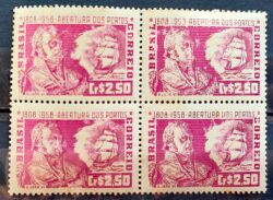 C 401 Selo Sesquicentenario Abertura dos Portos Navio Dom Joao VI 1958 Quadra