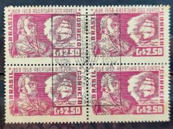 C 401 Selo Sesquicentenario Abertura dos Portos Navio Dom Joao VI 1958 Quadra CBC SP