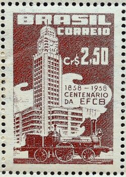 C 403 Selo Centenario Estacao Ferroviaria Central do Brasil Trem 1958