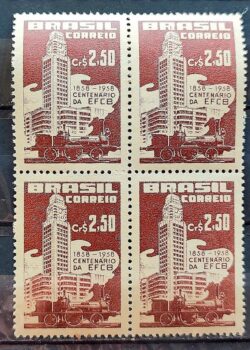 C 403 Selo Centenario Estacao Ferroviaria Central do Brasil Trem 1958 Quadra 2