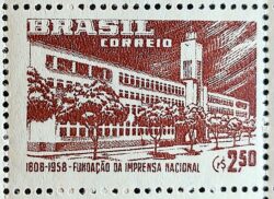 C 409 Selo Sesquicentenario da Imprensa Oficial Comunicacao 1958