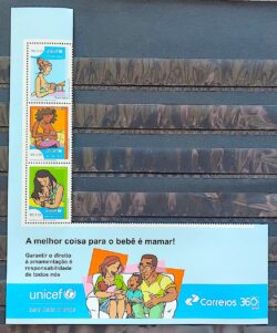 C 4111 Selo Dia Mundial da Amamentacao Mulher Crianca Saude UNICEF 2023 Serie Completa Vinheta