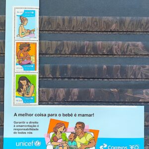 C 4111 Selo Dia Mundial da Amamentacao Mulher Crianca Saude UNICEF 2023 Serie Completa Vinheta