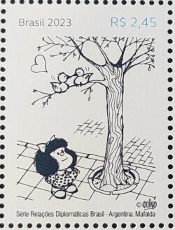 C 4123 Selo Relacoes Diplomaticas Argentina Mafalda Oculos Sol Aves Passaros 2023